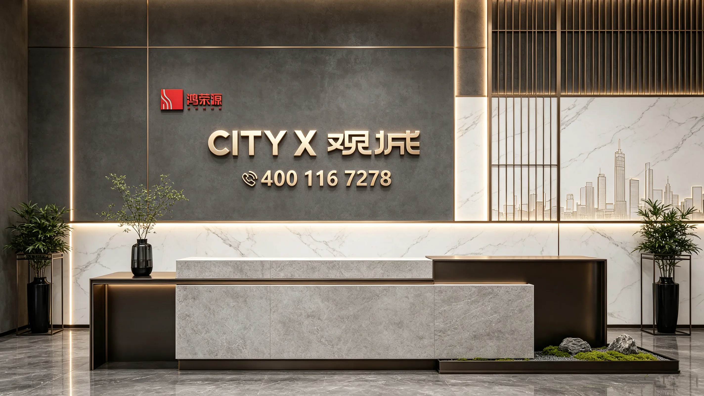 鸿荣源观城营销中心实拍，官方售楼处电话4001167278，无中介直营咨询热线